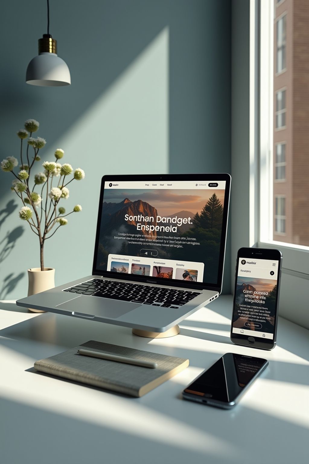 Responsive website displayed on laptop and phone